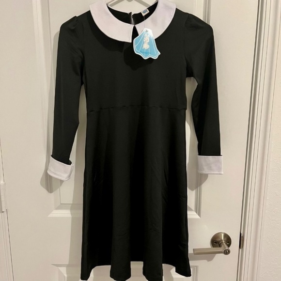 Wednesday Adam’s Halloween costume For Girls Size 140 (8-10) Years With Wig - Picture 3 of 6